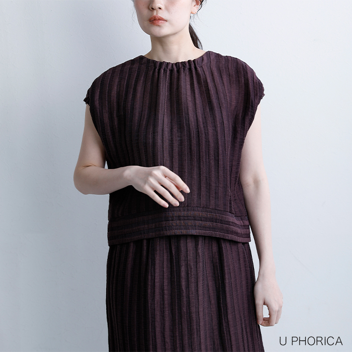 U PHORICAリネンジャガード ボクシー ブラウス u24-12789-61