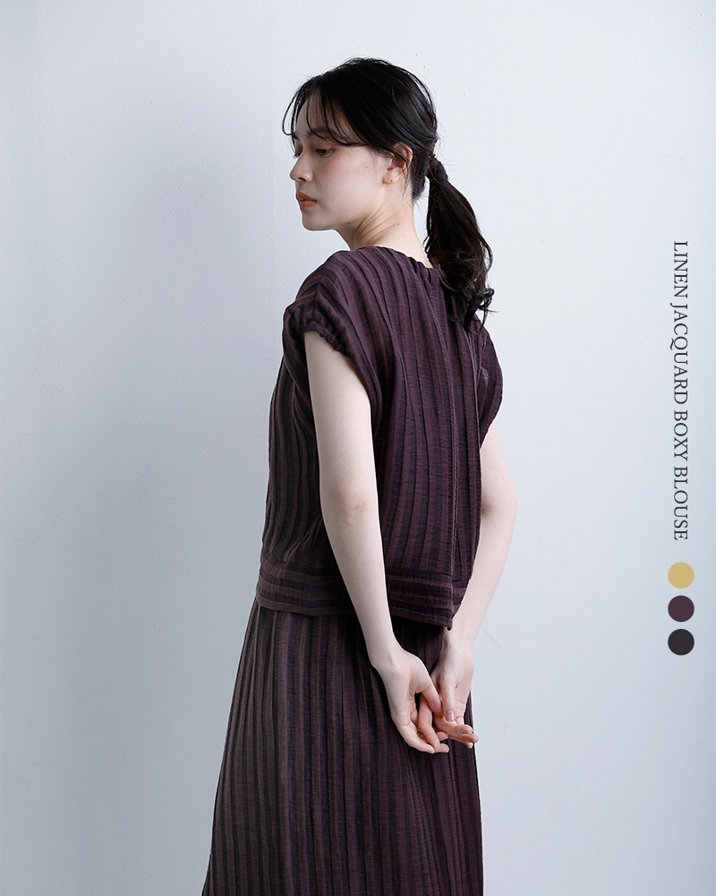 U PHORICAリネンジャガード ボクシー ブラウス u24-12789-61