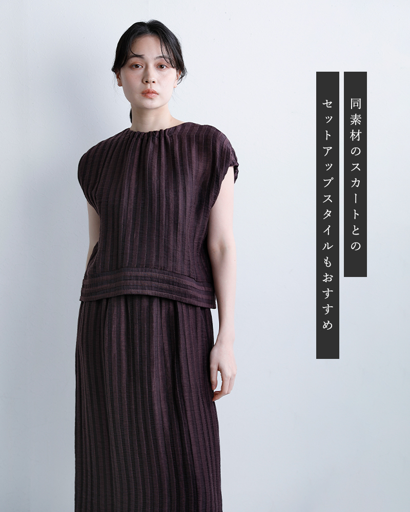 U PHORICAリネンジャガード ボクシー ブラウス u24-12789-61