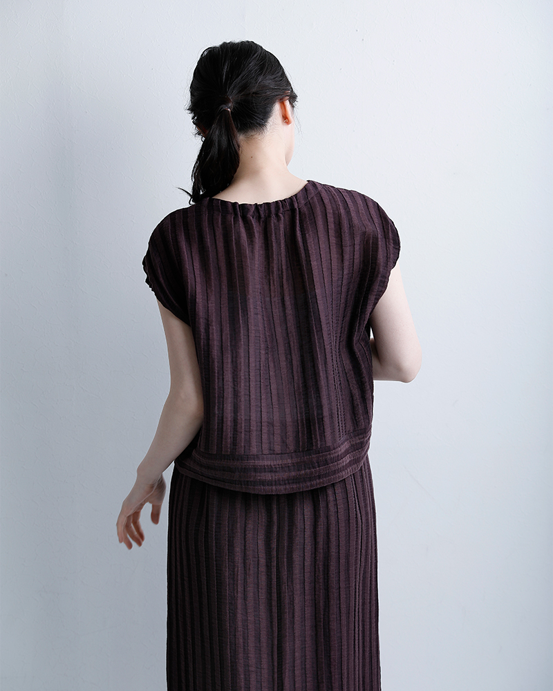 U PHORICAリネンジャガード ボクシー ブラウス u24-12789-61