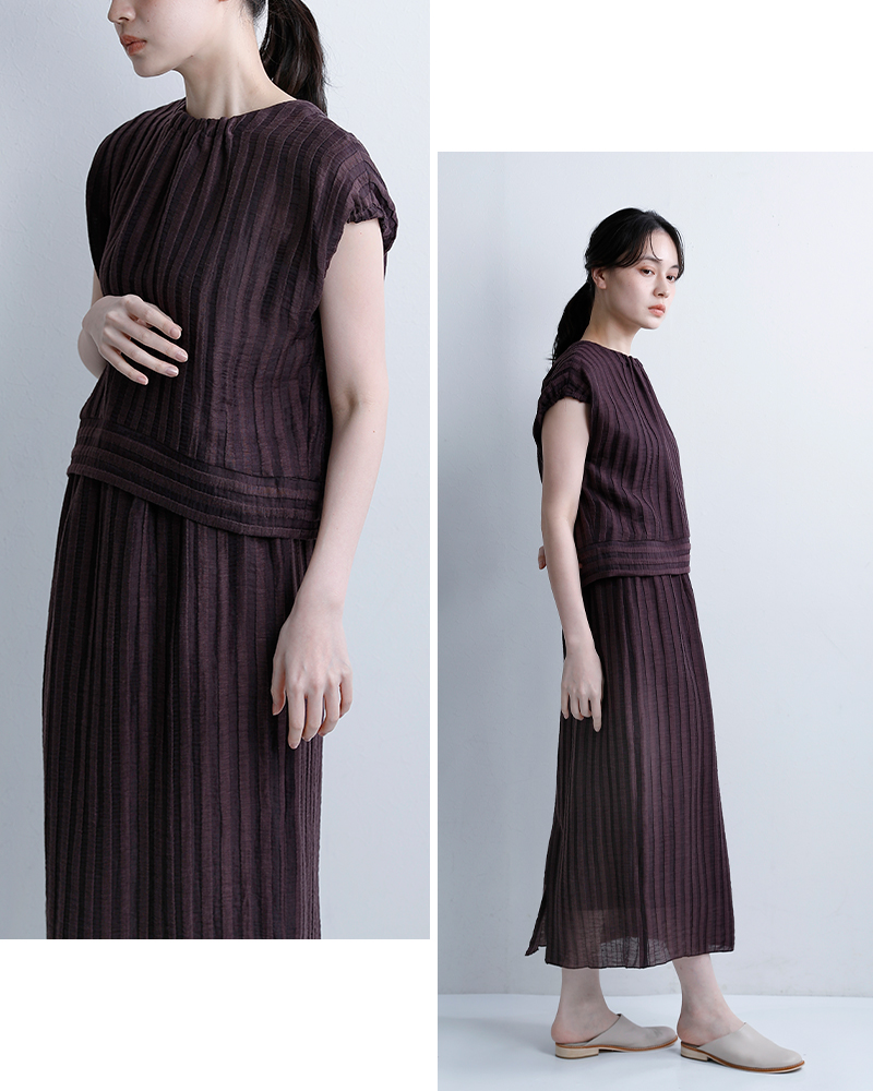 U PHORICAリネンジャガード ボクシー ブラウス u24-12789-61