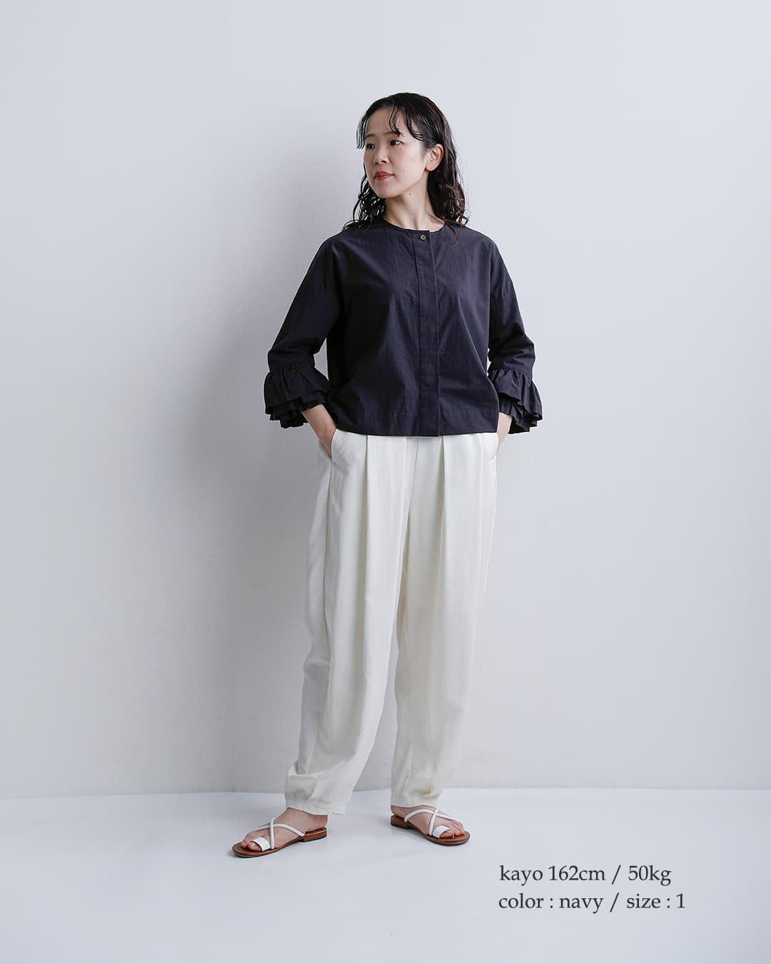 U PHORICA近江晒コットン ティアードフリル ブラウス u24-12888-61