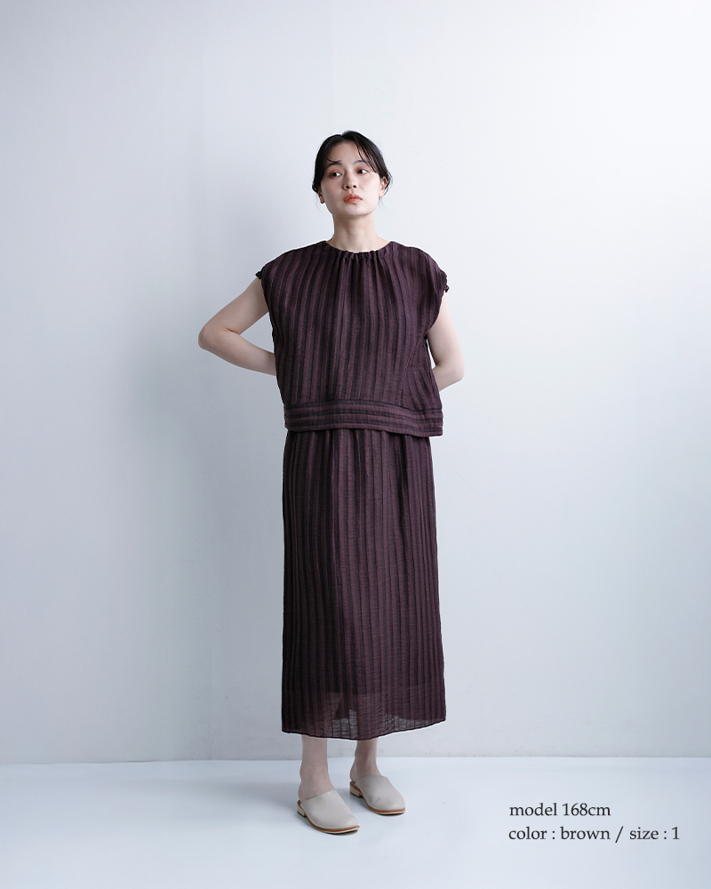 U PHORICAリネン ジャガード Iライン ロング スカート u26-02589-61