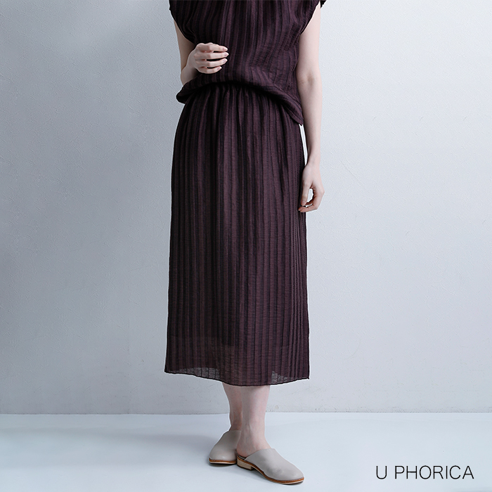 U PHORICAリネン ジャガード Iライン ロング スカート u26-02589-61