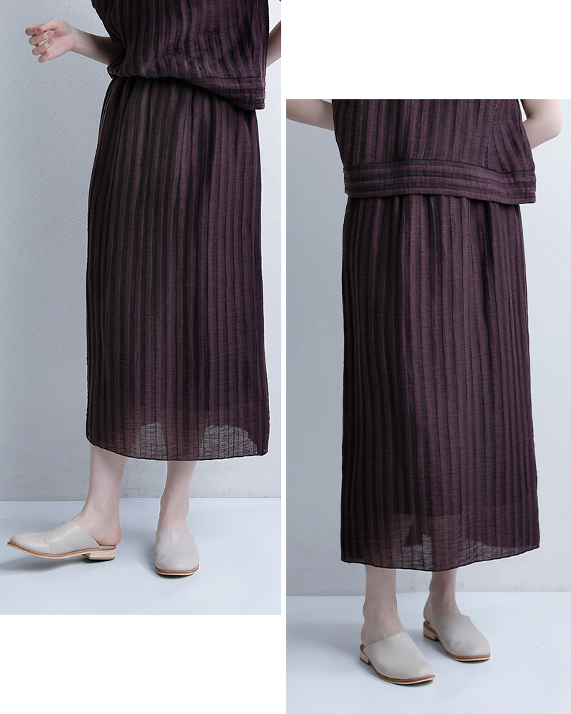 U PHORICAリネン ジャガード Iライン ロング スカート u26-02589-61