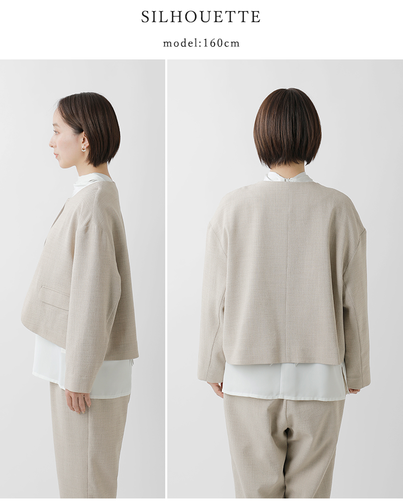 un cinq(アンサンク)クレープノーカラージャケットu26-10