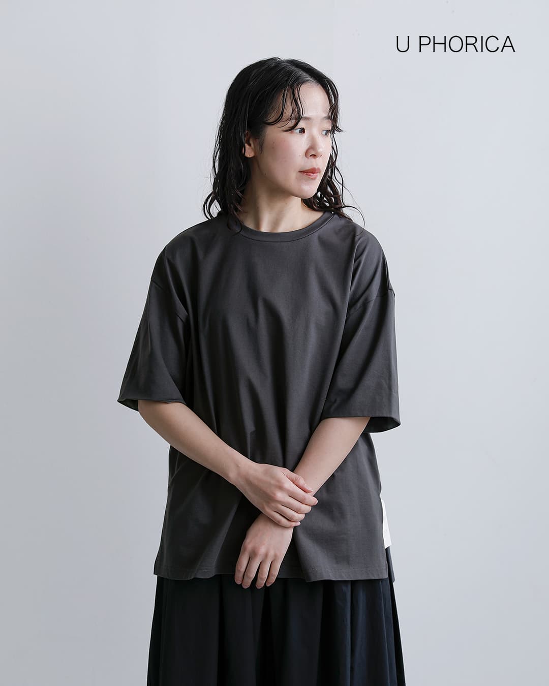 U PHORICAコットン シルケット天竺 オーバーサイズ Tシャツ u29-08693-61