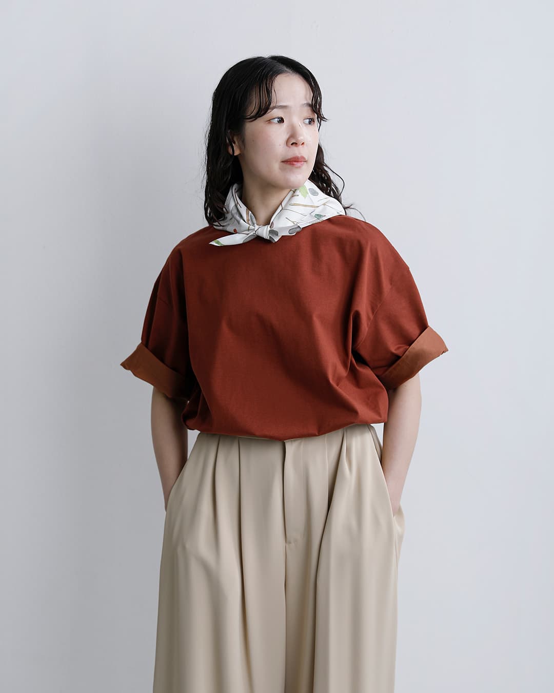 U PHORICAコットン シルケット天竺 オーバーサイズ Tシャツ u29-08693-61