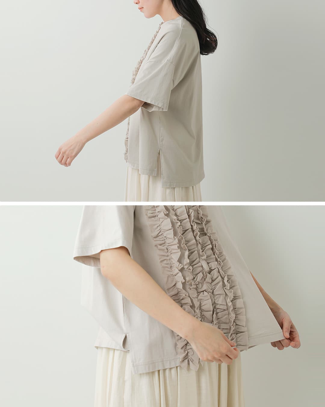 universal sevenコットン クラシック天竺 フリル Tシャツ us251ct023