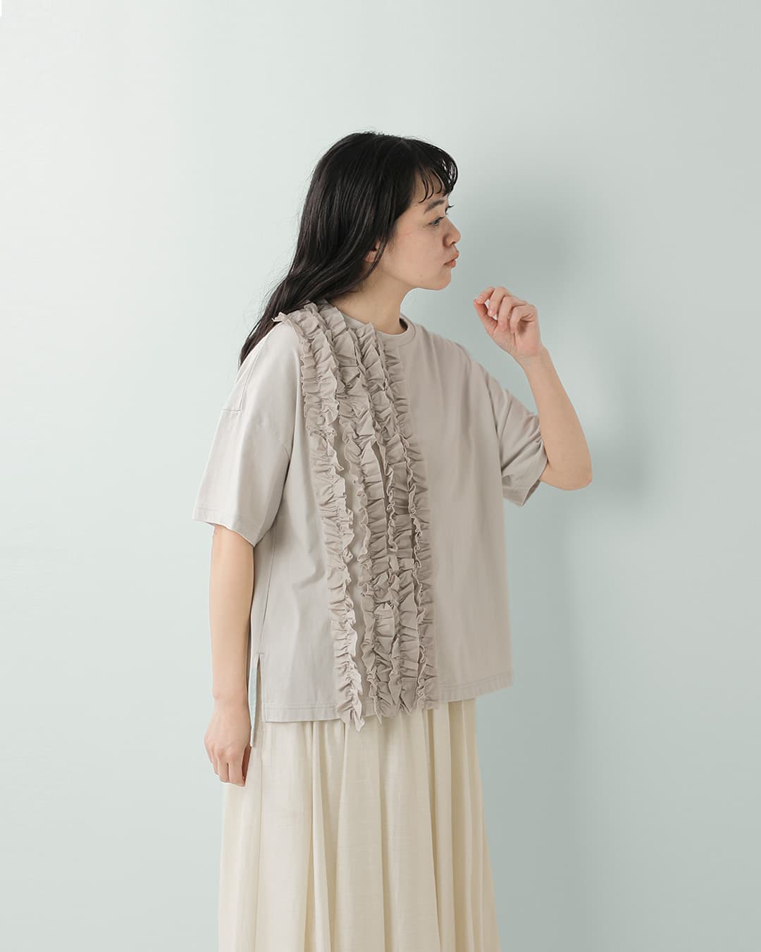 universal sevenコットン クラシック天竺 フリル Tシャツ us251ct023