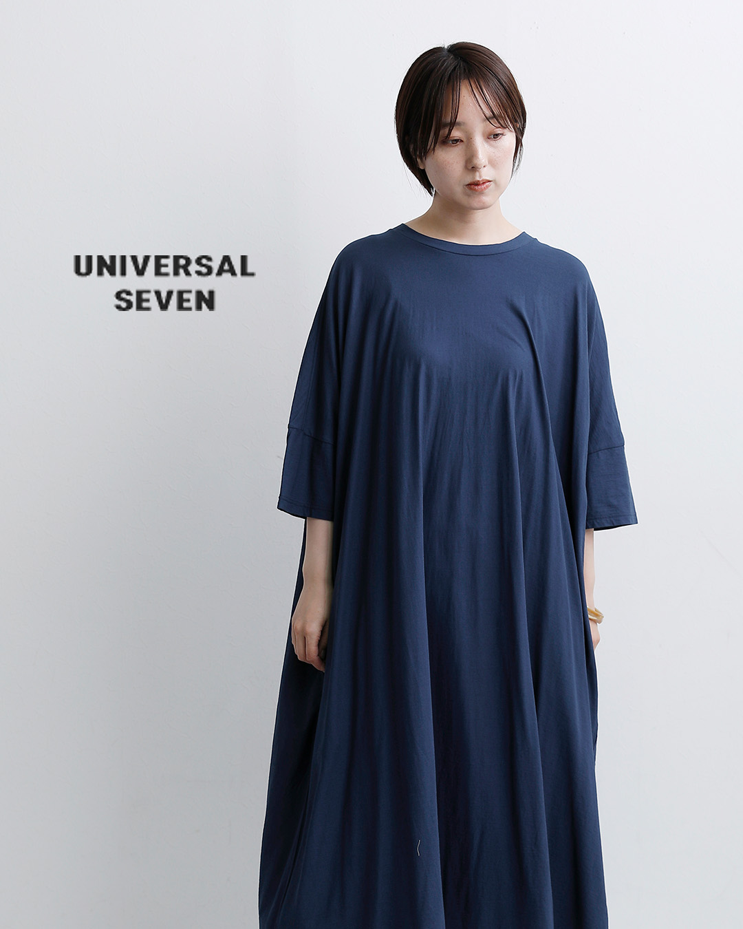 universal sevenCOOL強撚天竺 クルーネック ワンピース us252ct027