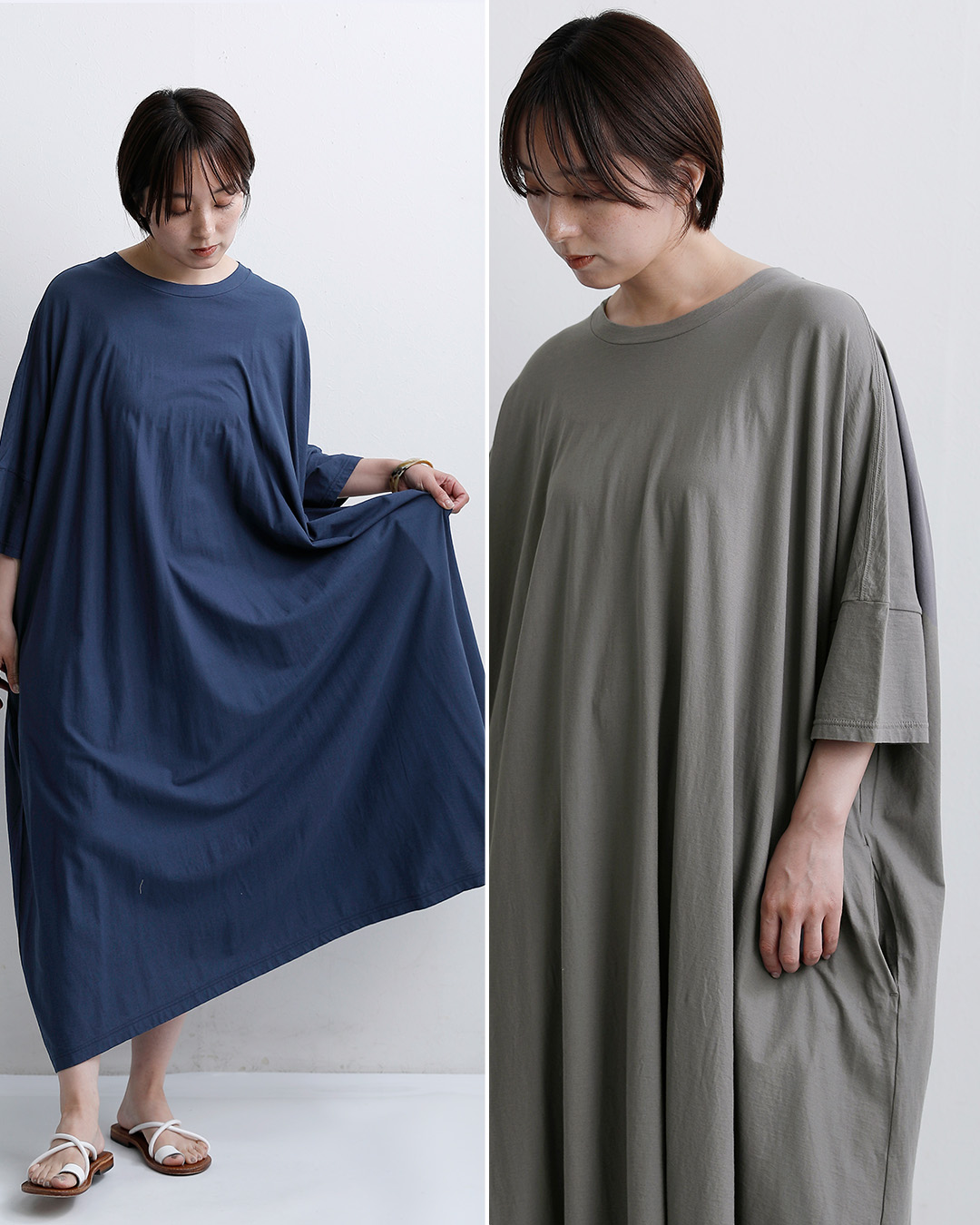 universal sevenCOOL強撚天竺 クルーネック ワンピース us252ct027