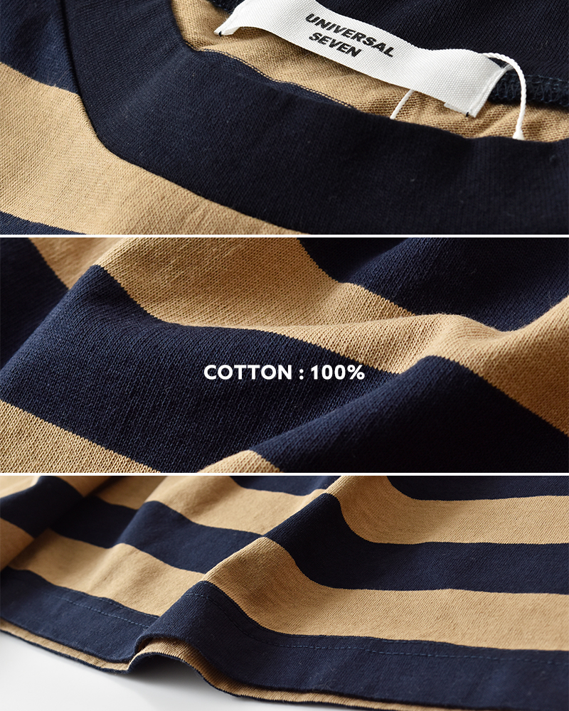 universal seven(ユニヴァーサルセブン)度詰め天竺ボーダーギャザーパフプルオーバーus260ct015