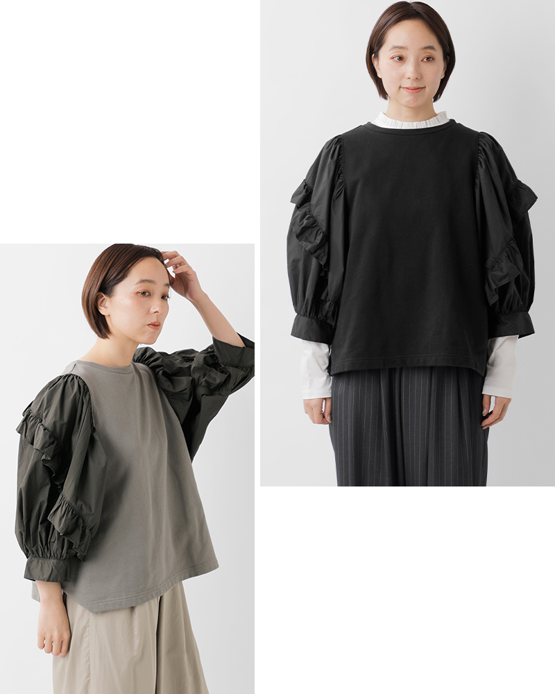 universal seven(ユニヴァーサルセブン)セントラル裏毛タイプライターコンボフリルプルオーバーus260ct032