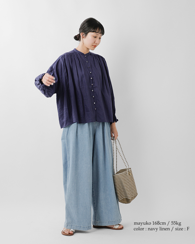 universal tissu(ユニヴァーサルティシュ)フレンチリネン/コットンシャーリングブラウスut241bl045