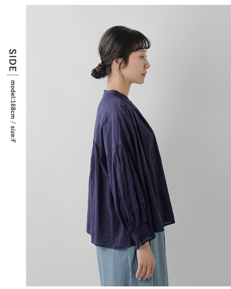 universal tissu(ユニヴァーサルティシュ)フレンチリネン/コットンシャーリングブラウスut241bl045