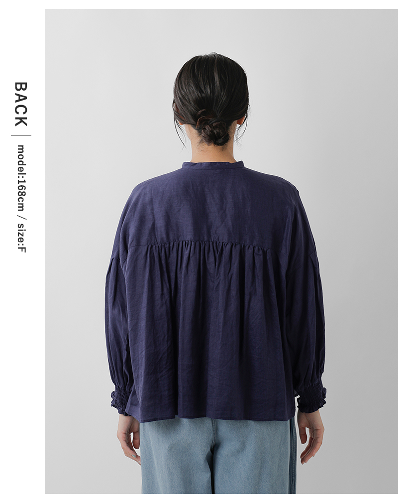 universal tissu(ユニヴァーサルティシュ)フレンチリネン/コットンシャーリングブラウスut241bl045