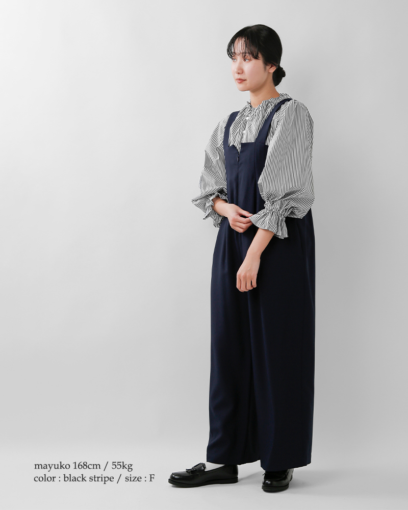 universal tissu(ユニヴァーサルティシュ)ナチュラルタイプライター/ストライプギャザーパフブラウスut260bl003