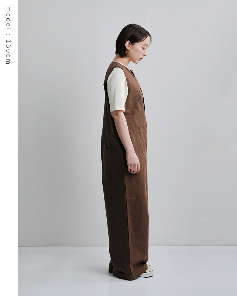 universal tissu(ユニヴァーサルティシュ)コットンリヨセル起毛ワッシャーブロードボートネックサロペットパンツut260pt009