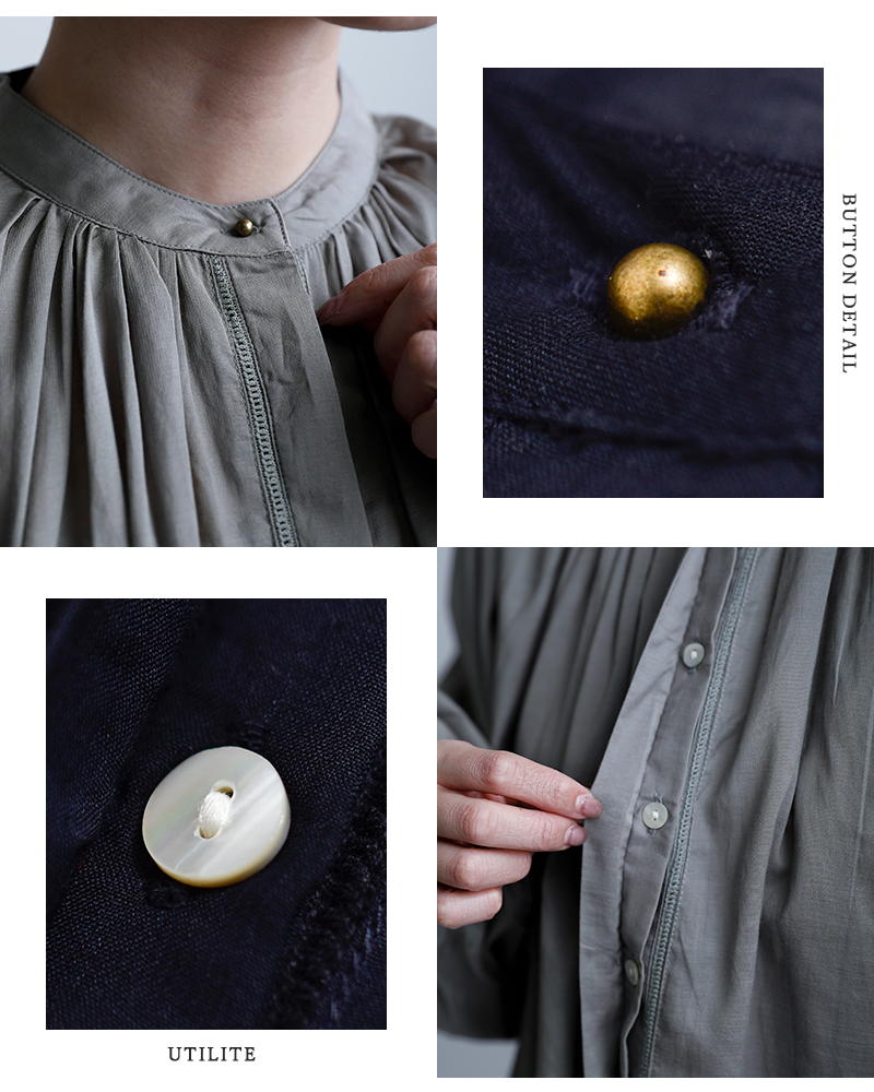 utilite(ユティリテ)ビスコースコットンギャザーブラウスut507ss44