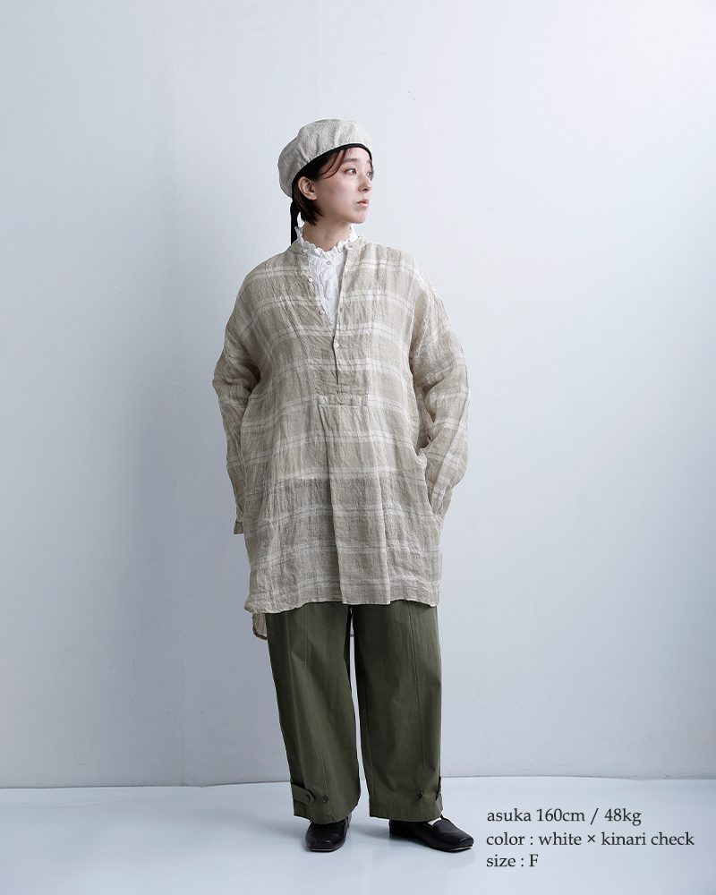Veritecoeurリネンチェック ヨークシャツ vc-2809