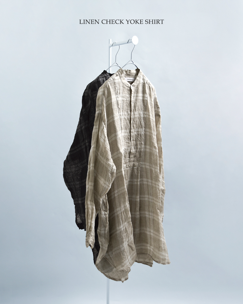 Veritecoeurリネンチェック ヨークシャツ vc-2809