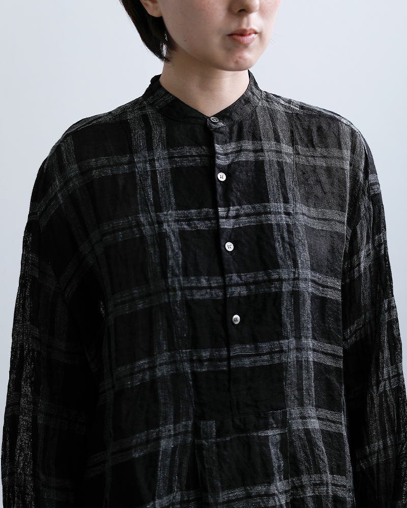 Veritecoeurリネンチェック ヨークシャツ vc-2809