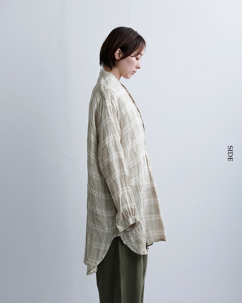 Veritecoeurリネンチェック ヨークシャツ vc-2809