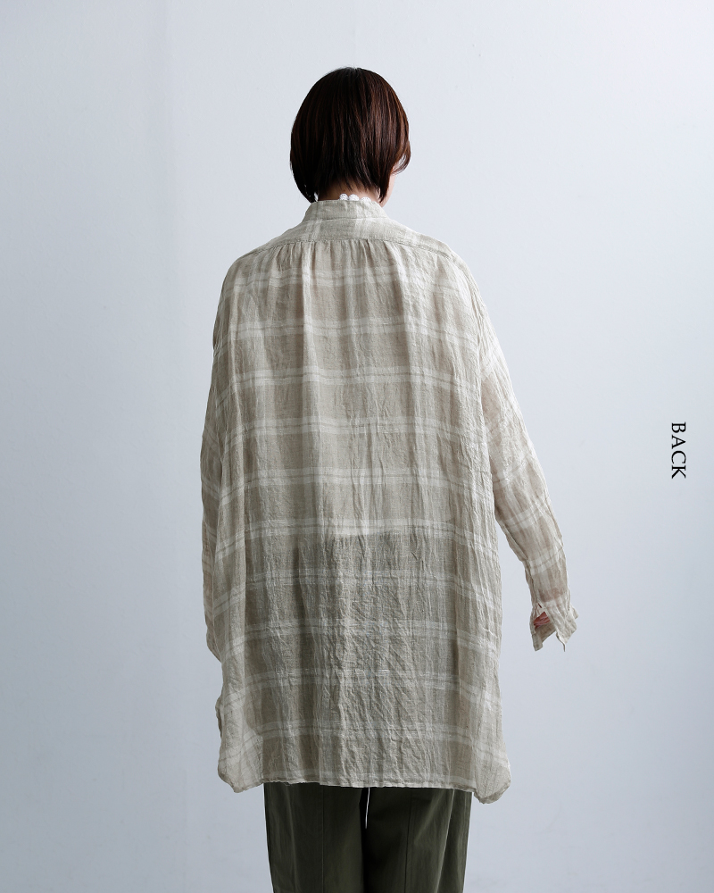 Veritecoeurリネンチェック ヨークシャツ vc-2809