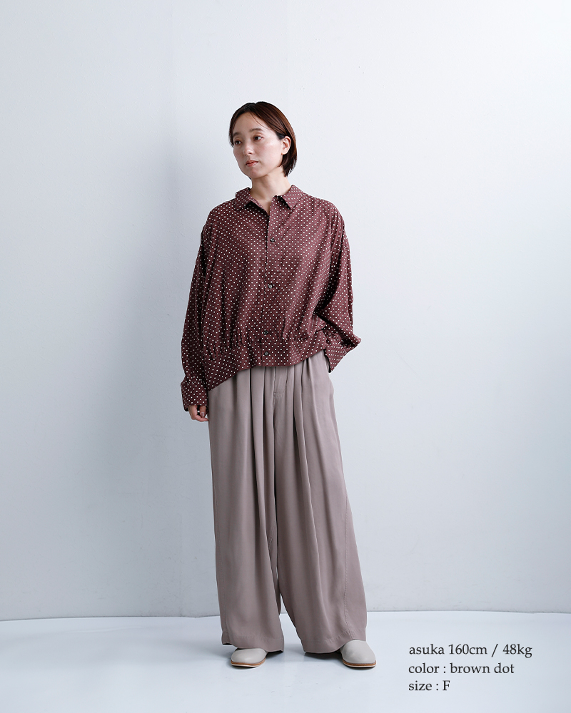 Veritecoeurドット ギャザー ブラウス vc-2823