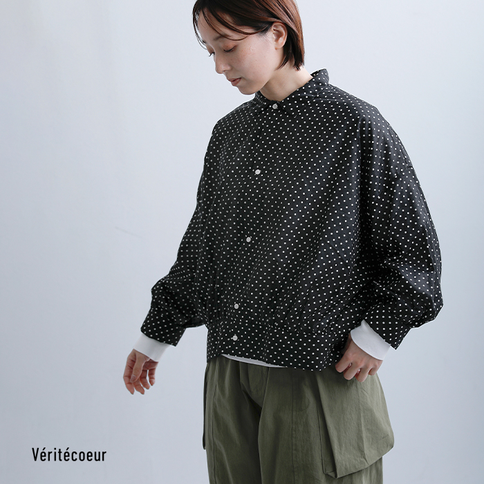 Veritecoeurドット ギャザー ブラウス vc-2823