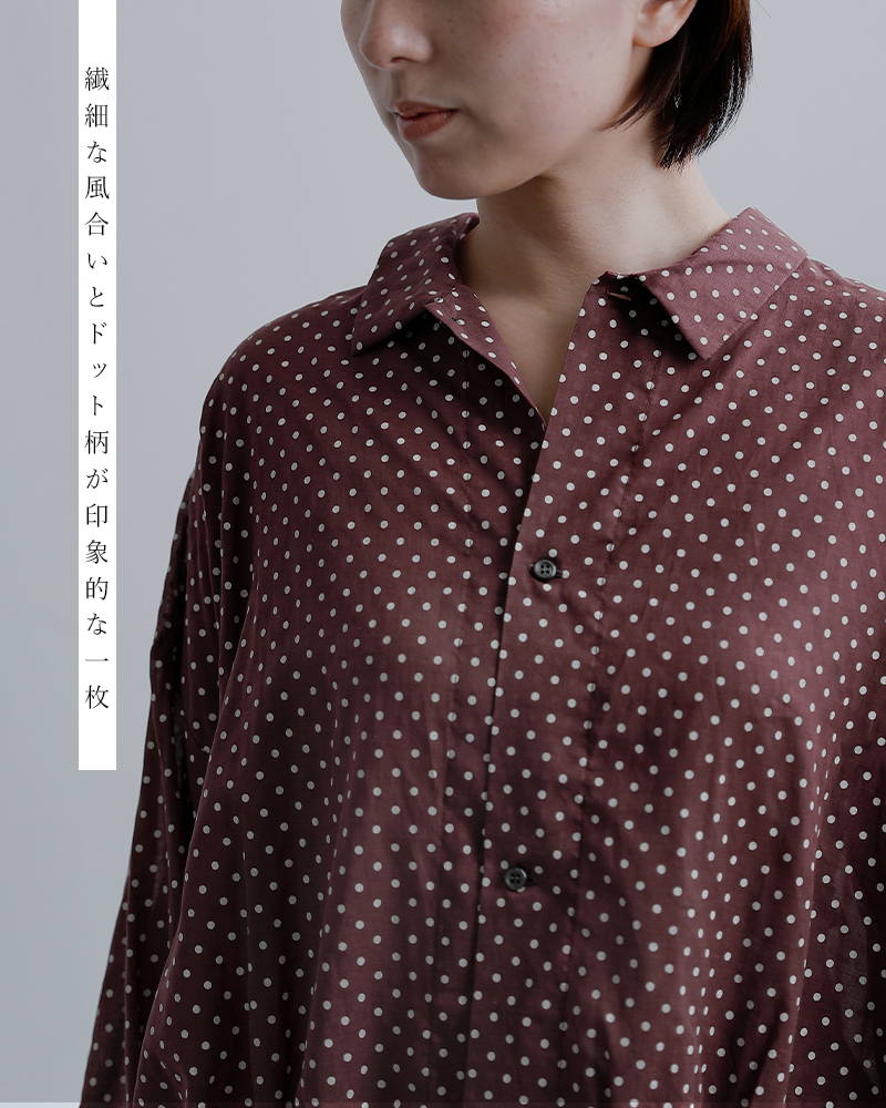 Veritecoeurドット ギャザー ブラウス vc-2823