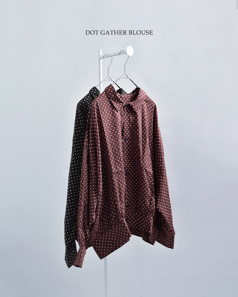 Veritecoeurドット ギャザー ブラウス vc-2823