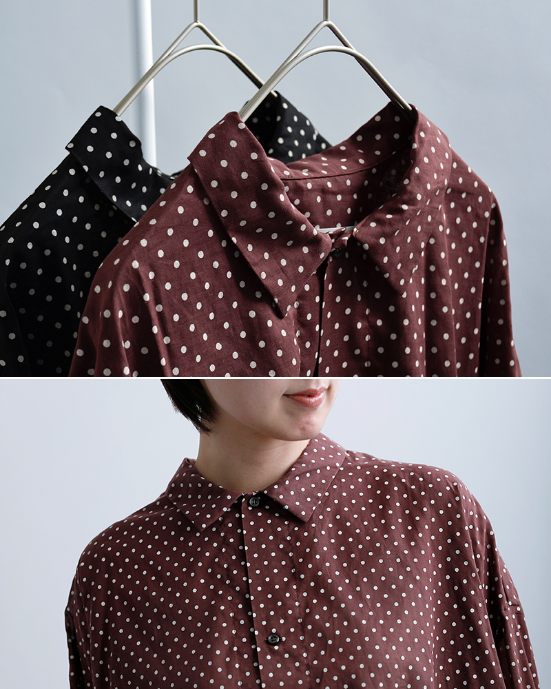 Veritecoeurドット ギャザー ブラウス vc-2823