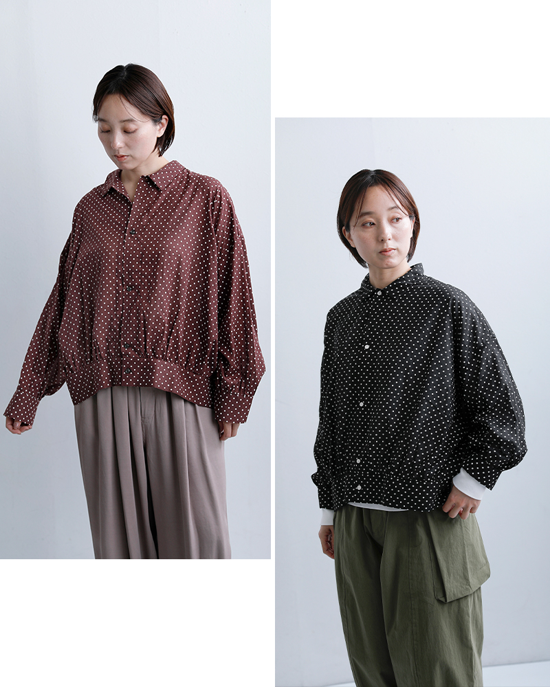 Veritecoeurドット ギャザー ブラウス vc-2823