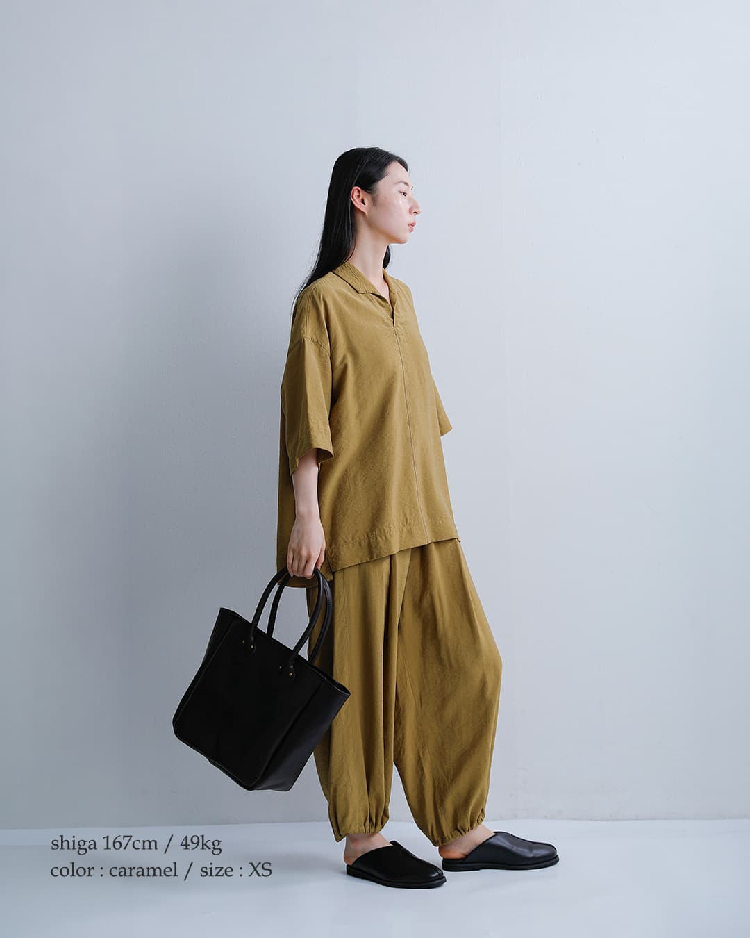 FIR MUMビスコースリネン スラブタッサー スキッパーシャツ vg-fr1403po