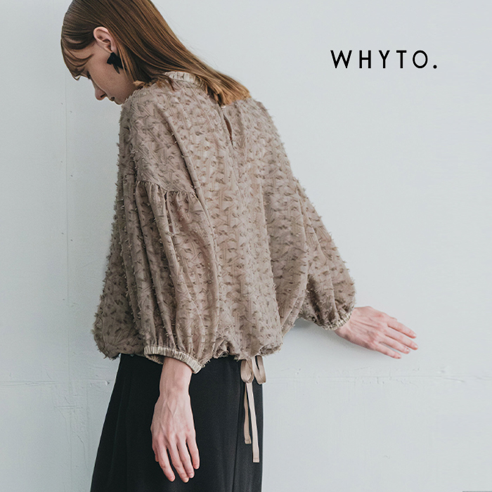 whyto(�z���C�g)�W���K�[�h�{�����[���u���E�Xjacquardvolumeblousewht24fbl4053