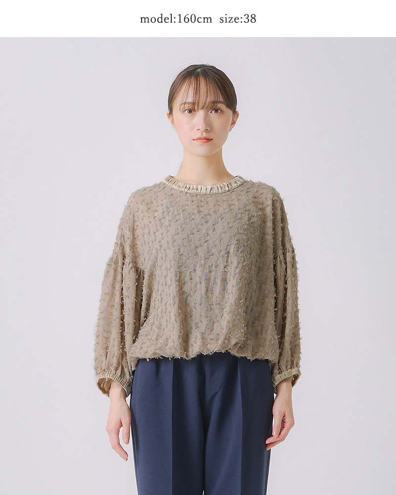 whyto(�z���C�g)�W���K�[�h�{�����[���u���E�Xjacquardvolumeblousewht24fbl4053