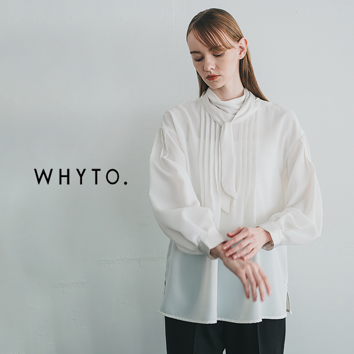 whyto(�z���C�g)���{���^�C�s���^�b�N�u���E�Xribbontieblousewht25fbl4082