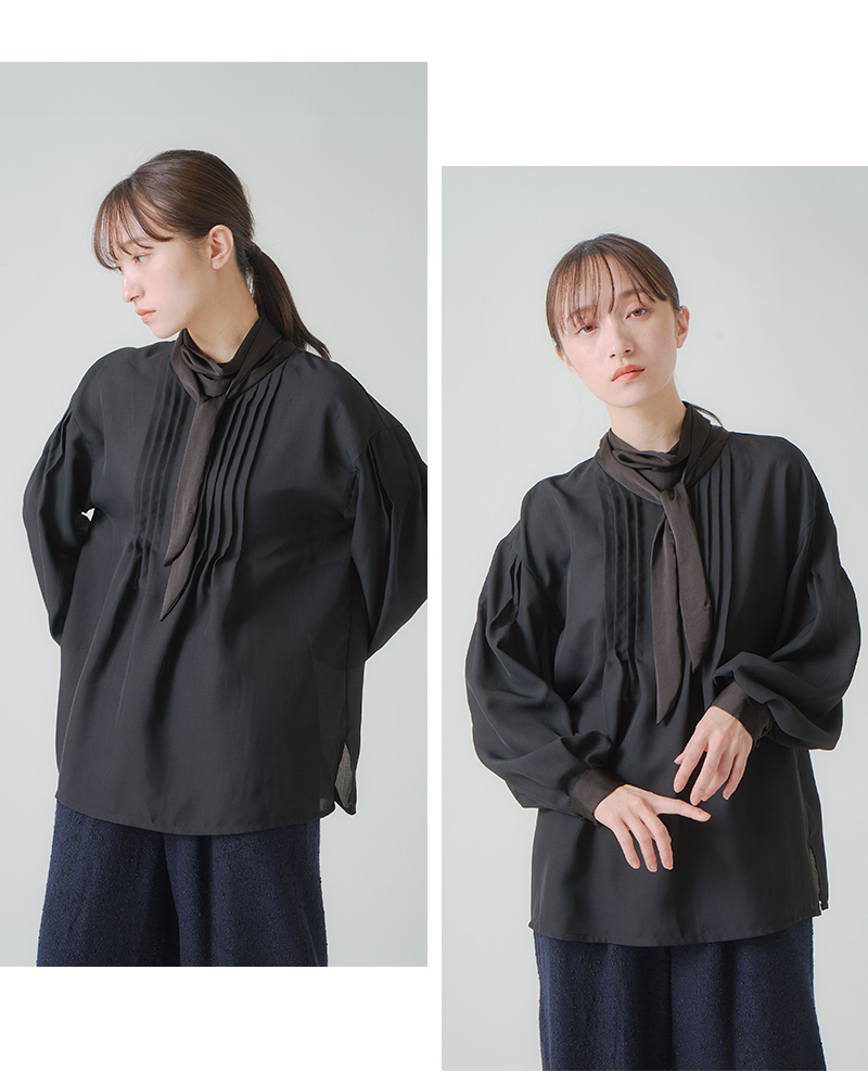 whyto(�z���C�g)���{���^�C�s���^�b�N�u���E�Xribbontieblousewht25fbl4082