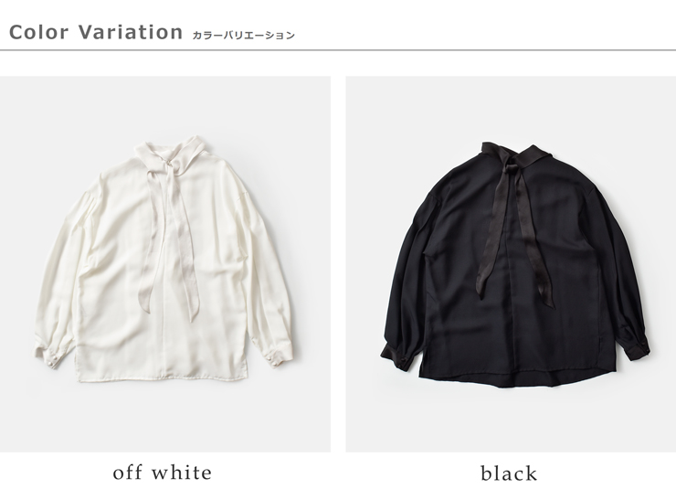 whyto(�z���C�g)���{���^�C�s���^�b�N�u���E�Xribbontieblousewht25fbl4082