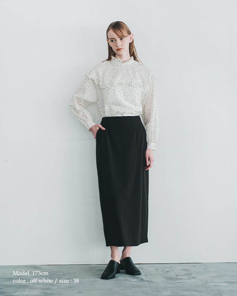 whyto(�z���C�g)�t���b�L�[�h�b�g�t�����J���[�u���E�Xdotfrillcollarblousewht25fbl4084