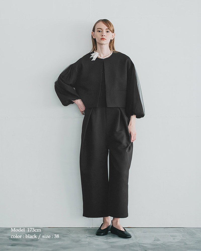 whyto(�z���C�g)�`���[�����C���[�h�X���[�u�W���P�b�gtullelayeredsleevejacketwht25fjk4052