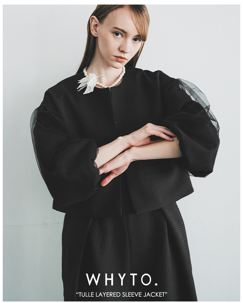 whyto(�z���C�g)�`���[�����C���[�h�X���[�u�W���P�b�gtullelayeredsleevejacketwht25fjk4052