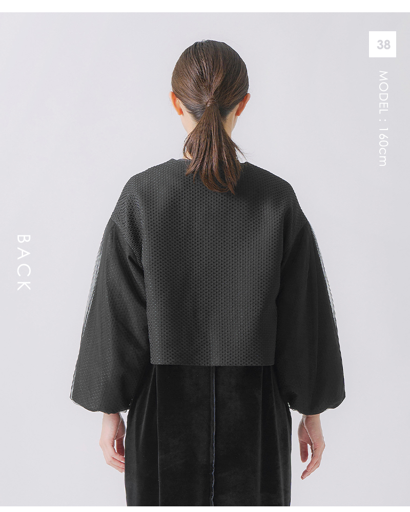 whyto(�z���C�g)�`���[�����C���[�h�X���[�u�W���P�b�gtullelayeredsleevejacketwht25fjk4052