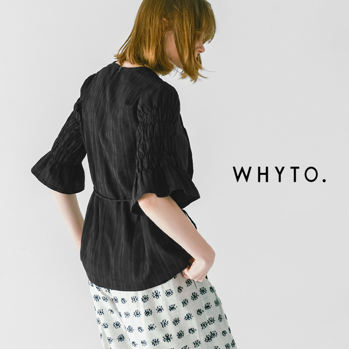 whyto(ホワイト)袖シャーリングスリットレイヤードブラウス“slitlayeredblouse”wht26hbl4086