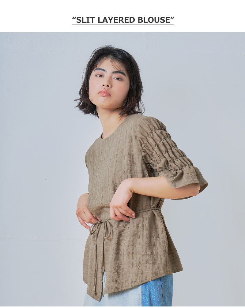 whyto(ホワイト)袖シャーリングスリットレイヤードブラウス“slitlayeredblouse”wht26hbl4086