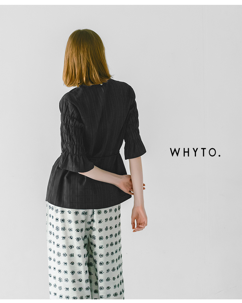 whyto(ホワイト)袖シャーリングスリットレイヤードブラウス“slitlayeredblouse”wht26hbl4086