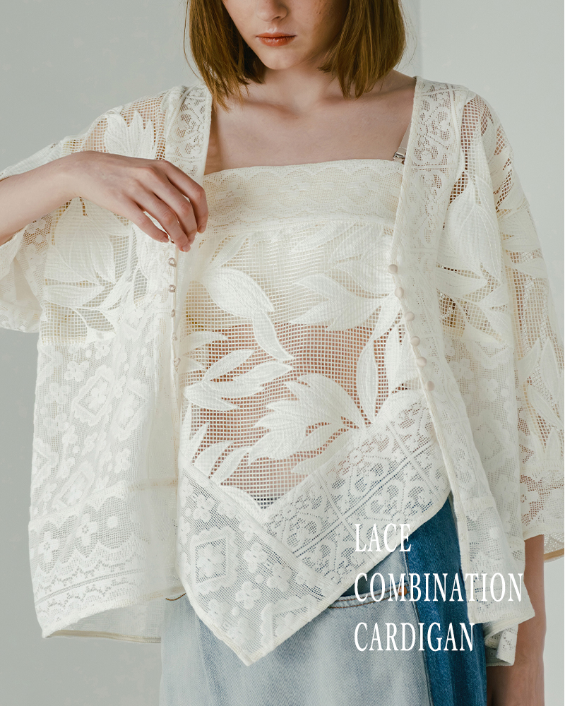 whyto(ホワイト)レースコンビネーションカーディガン“lacecombinationcardigan”wht26hbl4089