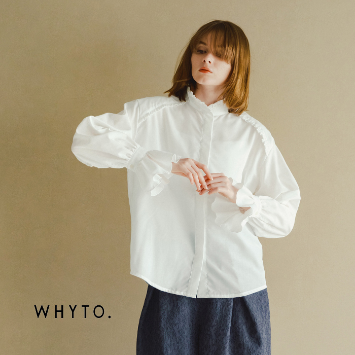whyto(�z���C�g)�X�^���h�t�����J���[�u���E�X�gstandfrillcollarblouse�hwht26hbl4090